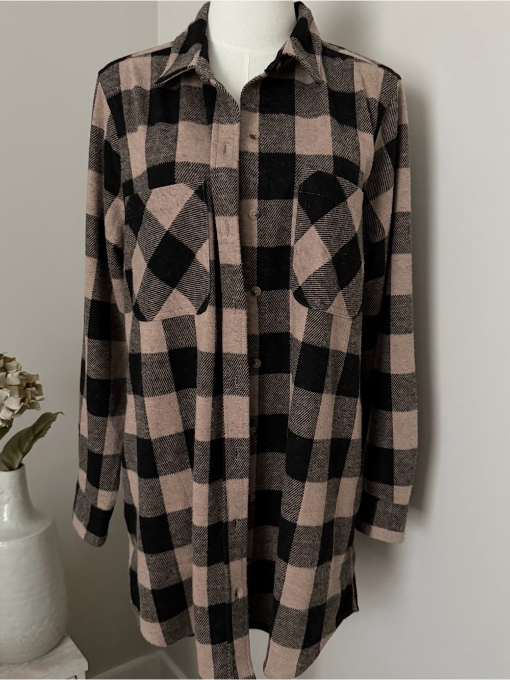 Beach Lunch Lounge Button-Up Plaid Flannel Shirt